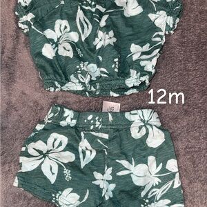 Green Floral Baby Outfit